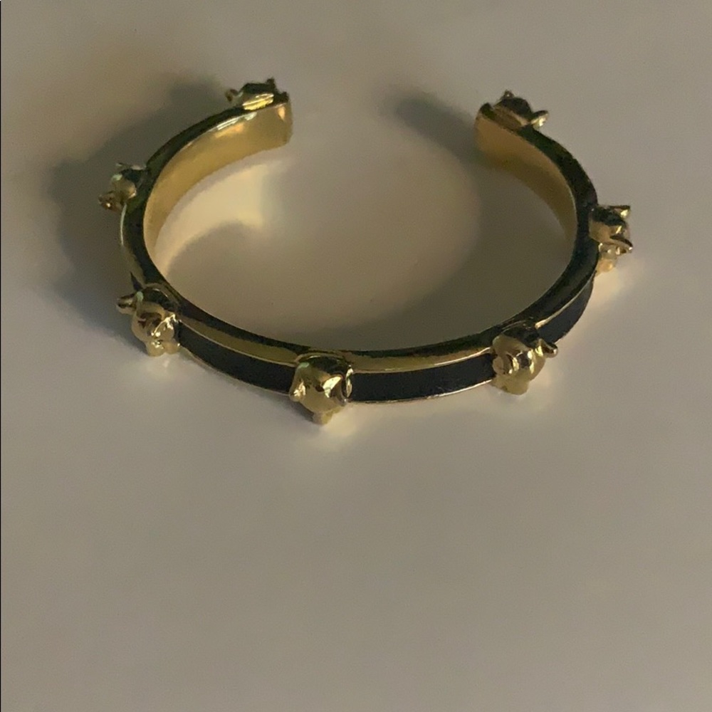 Gold bracelet with Black leather